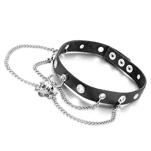 Cupimatch Jewellery Fashion Frauen Herren Cool Punk Gothic Totenkopf Charm Leder Halsband Choker Halskette von Cupimatch