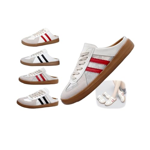 Modische Damen-Wanderschuhe, kontrastierendes Netz-Design, Schnürung, lässiger Slipper, rückenfrei, Sneaker für den täglichen Gebrauch, Rotes Netzgewebe, 45 EU Modische Damen-Wanderschuhe, kontrastierendes Netz-Design, Schnürung, lässiger Slipper, rückenfrei, Sneaker für den täglichen Gebrauch, Rotes Netzgewebe, 45 EU von CupitiDU