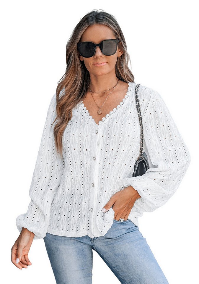 Cupshe Blusentop Bluse mit Ösen und V-Ausschnitt von Cupshe