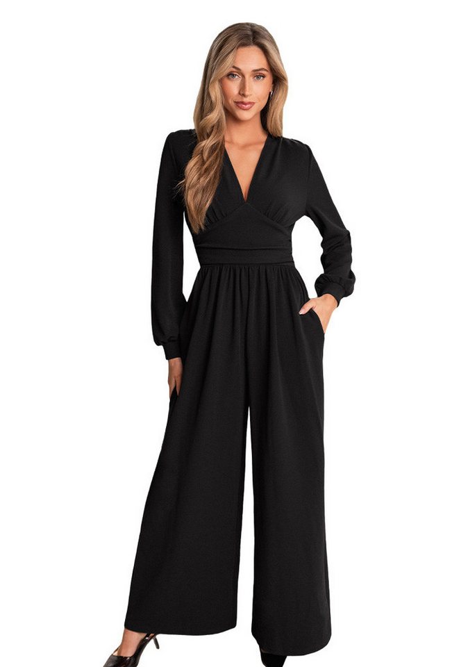 Cupshe Jumpsuit V-Ausschnitt tiefe Ärmel Rüschen von Cupshe