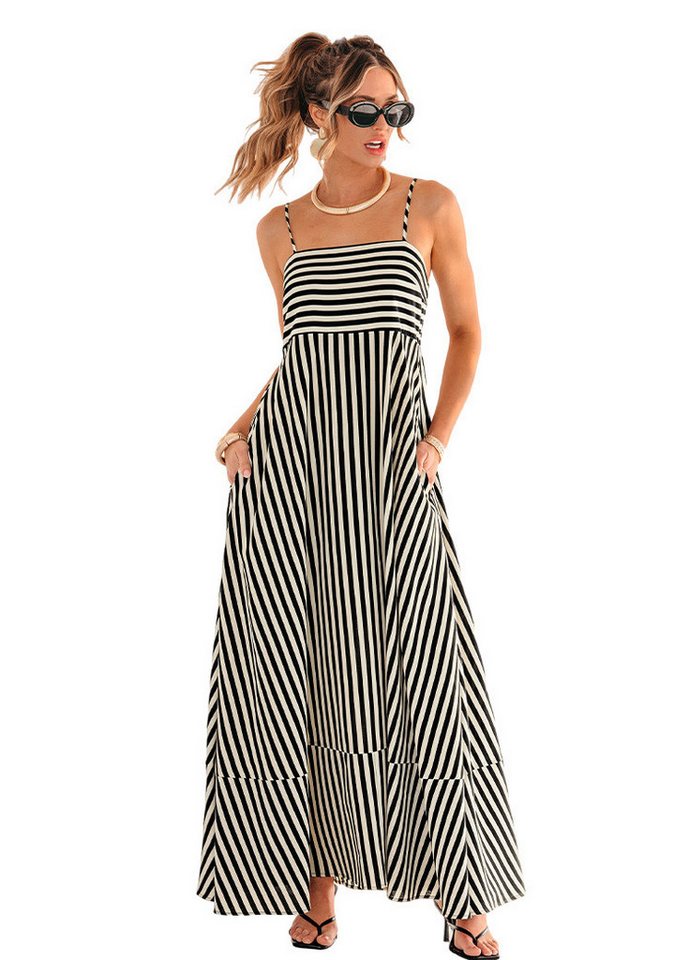 Cupshe Maxikleid Ärmellos Quadratischer Ausschnitt Gestreift von Cupshe