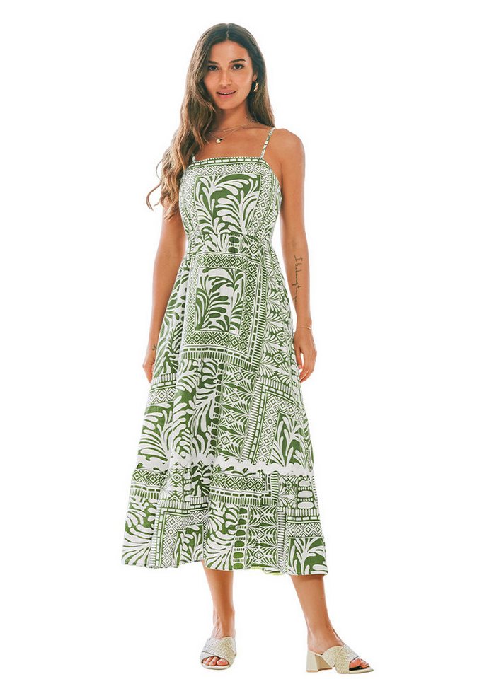 Cupshe Maxikleid Ärmelloses Gerafftes mit Blumenmuster Eckigem Ausschnitt von Cupshe