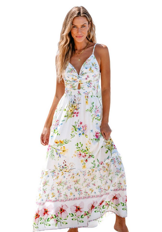 Cupshe Maxikleid Ärmelloses Oberteil mit floralem Print Gedrehtem V-Ausschnitt von Cupshe