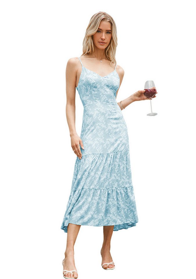 Cupshe Midikleid Florales V-Ausschnitt-Kleid in fließender A-Linien-Schnitt von Cupshe