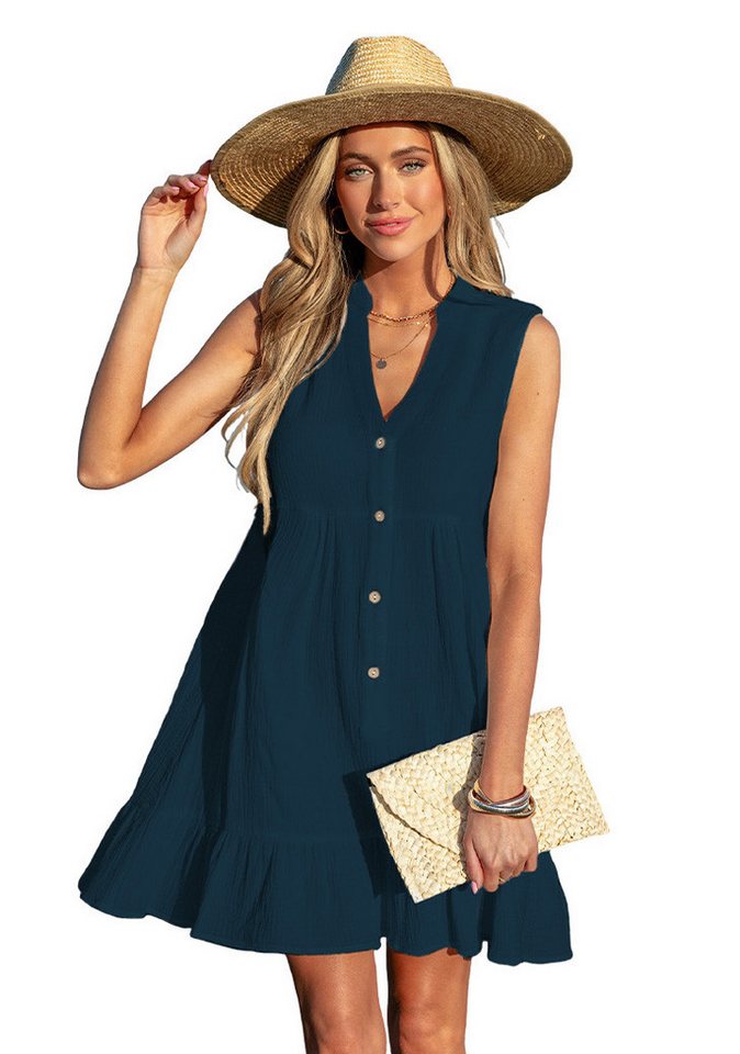 Cupshe Minikleid Mini Abdeckkleid mit Rüschensaum Knöpfe vorne Rüschensaum von Cupshe