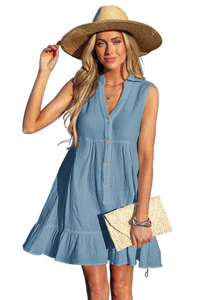 Cupshe Minikleid Mini Abdeckkleid mit Rüschensaum Knöpfe vorne Rüschensaum von Cupshe