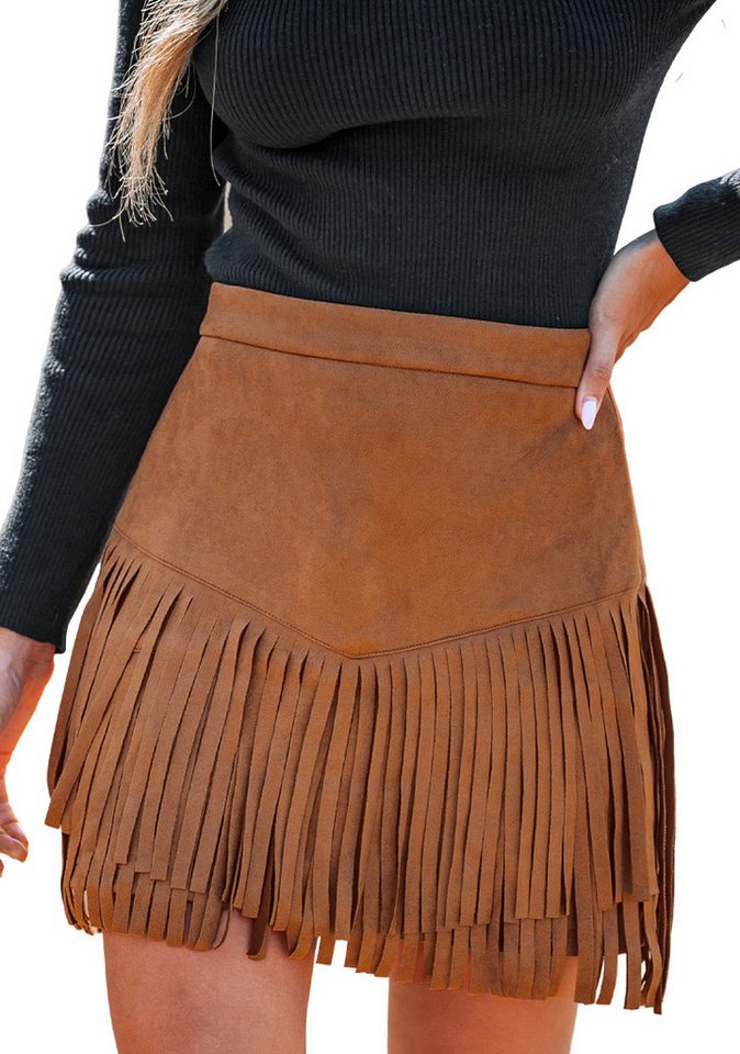 Cupshe Minirock Hohe Taille Fransen-Minirock von Cupshe