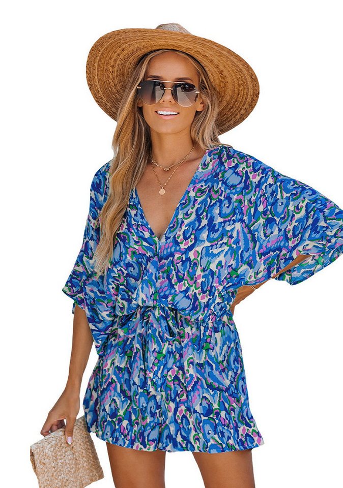 Cupshe Strampler Halbarm Weites Bein Mini Einteiler mit Bindegürtel von Cupshe