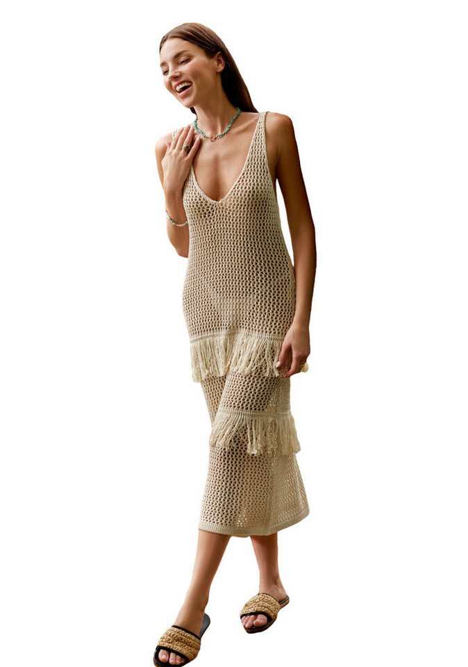 Cupshe Strandkleid Ärmelloses figurbetontes Kleid mit Cut-Outs und Quasten von Cupshe