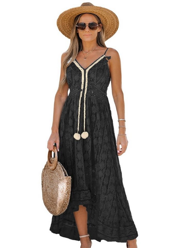 Cupshe Strandkleid Ditsy Slip-Kleid mit V-Ausschnitt und Schnürung Rüsche von Cupshe