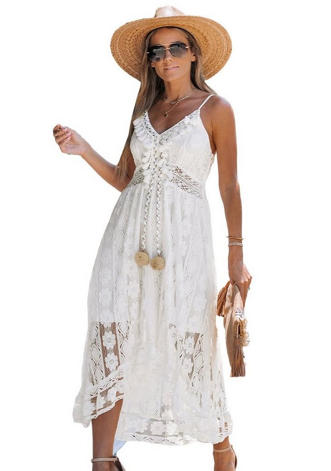 Cupshe Strandkleid Kleid mit Schnürung und Falten Rüsche von Cupshe