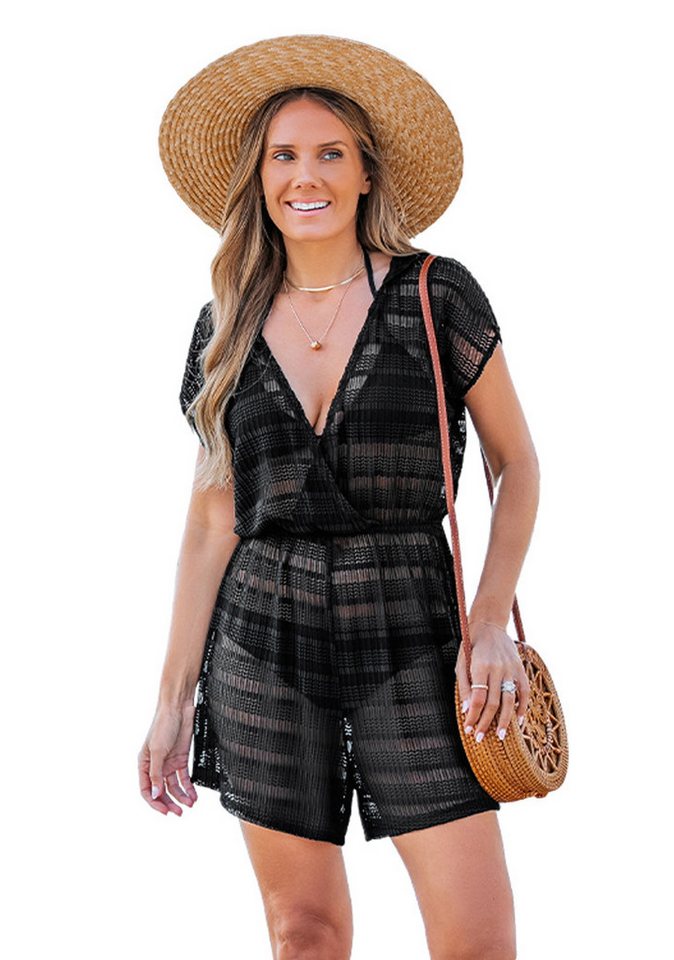 Cupshe Strandoverall Badeanzug Kurzarm V-Ausschnitt von Cupshe