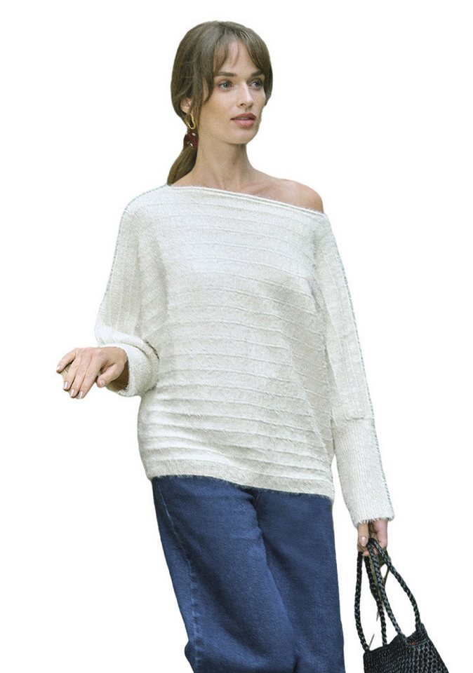 Cupshe Strickpullover Ein Schulter Puffärmel Langärmelig Weich in einfarbig von Cupshe