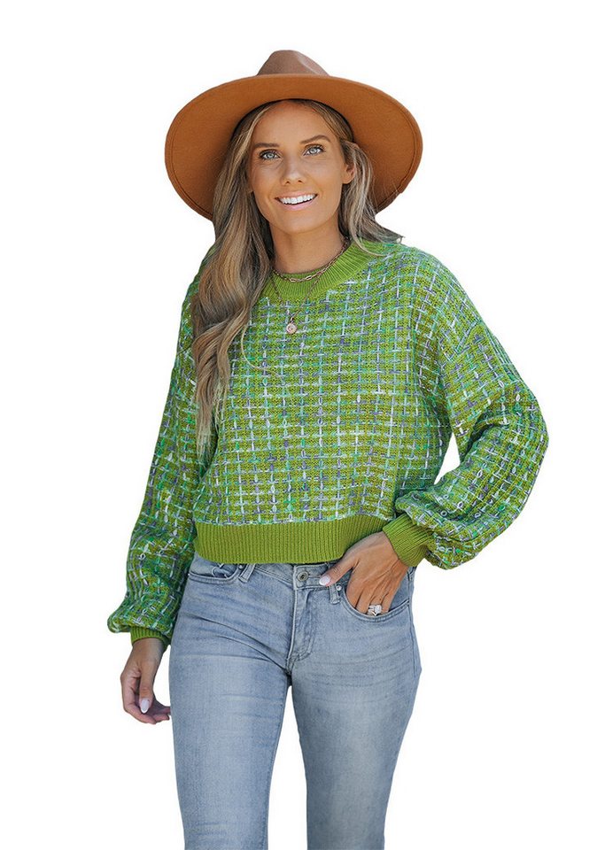 Cupshe Strickpullover Langarm-Shirt mit Farbblock-Puffärmeln Cupshe Strickpullover Langarm-Shirt mit Farbblock-Puffärmeln von Cupshe