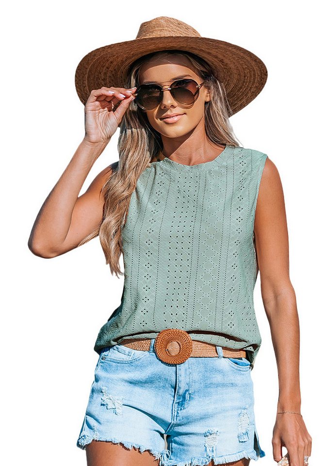 Cupshe Tanktop Netzstrickweste mit Rundhalsausschnitt Cupshe Tanktop Netzstrickweste mit Rundhalsausschnitt von Cupshe