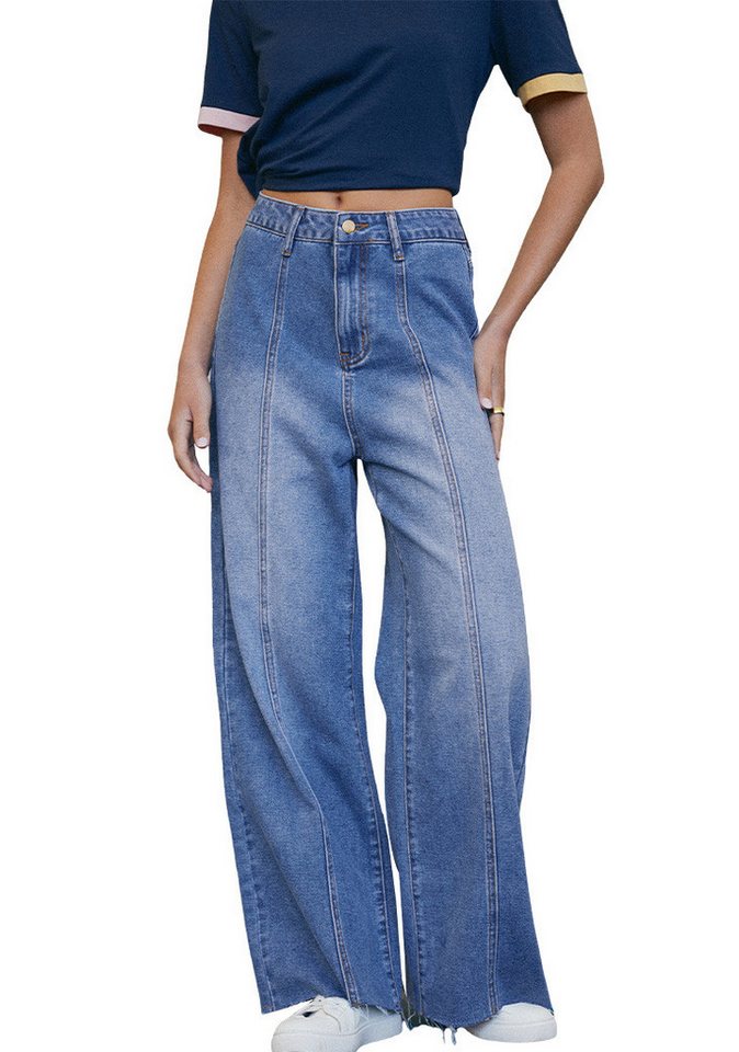 Cupshe Weite Jeans Denim Raw Cut Jeans mit weitem Bein von Cupshe