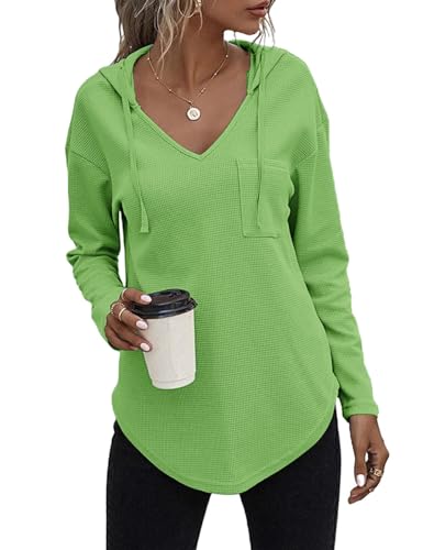 Cuptacc Damen Hoodie Entspannt Sweatshirt Mit Kapuze Oberteile Langarm Pullover Strickpullover Tops Oversized Shirt Apfelgrün 2XL von Cuptacc