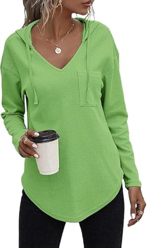 Cuptacc Damen Hoodie Entspannt Sweatshirt Mit Kapuze Oberteile Langarm Pullover Strickpullover Tops Oversized Shirt Apfelgrün XL von Cuptacc