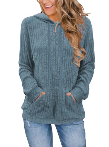 Cuptacc Damen Pullover Herbst Elegant Kapuzenpullover Damen Oberteile Lightweight Hoodies Und Sweatshirts Saphirblau M 38-40 von Cuptacc