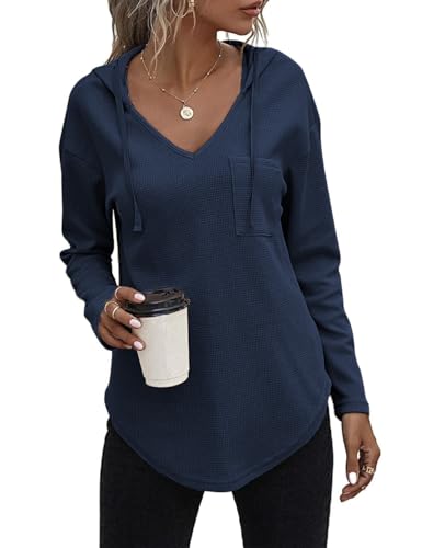 Cuptacc Hoodie Damen Pullover Damen Kapuzenpullover Oversize Weich Langarmshirt Fett Dünn Fit Sweatshirt Oberteile Marineblau M von Cuptacc