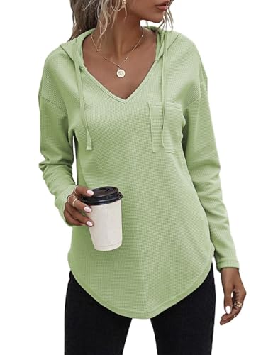 Cuptacc Hoodie Damen Pullover Damen Kapuzenpullover Oversize Weich Langarmshirt Fett Dünn Fit Sweatshirt Oberteile Rosagrün S von Cuptacc