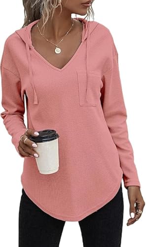 Cuptacc Jogginganzug Damen Pullover Damen Hoodie Kapuzenpullover Oversize Weich Mode Bequem Langarmshirt Fett Dünn Fit Sweatshirt Oberteile Dunkelrosa 2XL von Cuptacc