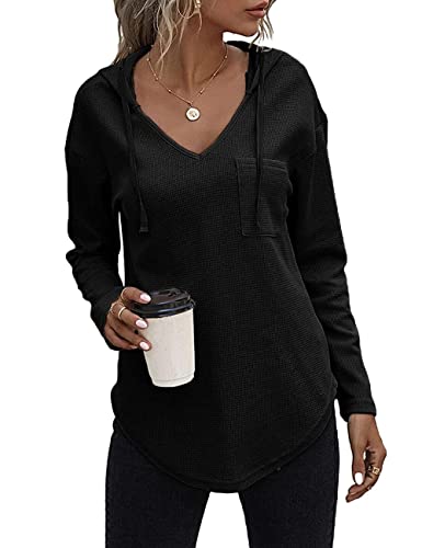 Cuptacc Jogginganzug Damen Pullover Damen Hoodie Kapuzenpullover Oversize Weich Mode Bequem Langarmshirt Fett Dünn Fit Sweatshirt Oberteile Schwarz XS von Cuptacc