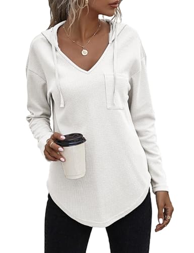 Cuptacc Jogginganzug Damen Pullover Damen Hoodie Kapuzenpullover Oversize Weich Mode Bequem Langarmshirt Fett Dünn Fit Sweatshirt Oberteile Weiß L von Cuptacc