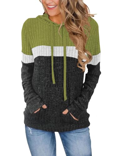 Cuptacc Kapuzenpullover Damen Locker Sweatshirt Damen Essentials Hoodie Leicht Longpullover Basic Tops Wiesengrünasche L 42-44 von Cuptacc