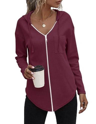 Cuptacc Kapuzenpullover Damen Zipper Hoodie Langarm Sweatshirt Baumwolle Pullover Trauben lila,Klein S 36 von Cuptacc