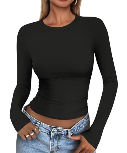 Cuptacc Langarmshirt Damen Eng Rundhalsausschnitt Tshirt Langarm Skims Dehnbar Atmungsaktiv Oberteile Damen Kurz Lightweight Longsleeve Top Schwarz M Cuptacc Langarmshirt Damen Eng Rundhalsausschnitt Tshirt Langarm Skims Dehnbar Atmungsaktiv Oberteile Damen Kurz Lightweight Longsleeve Top Schwarz M von Cuptacc
