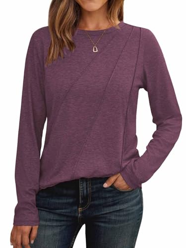 Cuptacc Langarmshirt Damen Tshirt Rundhals Langarm Lässig Bluse Mit Falten Basic Top Mode Weinrot,Mittel M 38-40 Cuptacc Langarmshirt Damen Tshirt Rundhals Langarm Lässig Bluse Mit Falten Basic Top Mode Weinrot,Mittel M 38-40 von Cuptacc