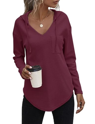 Cuptacc Pullover Damen Herbst Hoodies Plus Size Bekleidung Damen Mode Langarm Tshirt Gestalten Kordelzug Kapuzenpullover Trauben lila 2XL von Cuptacc