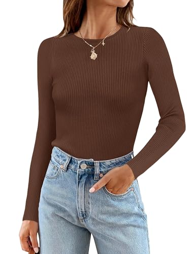 Cuptacc Pullover Damen Long Sleeve Oberteile Rundhalsausschnitt Lässiges Top Schlanke Passform Shirts Eng Kaffee, Groß XL 46-48 Cuptacc Pullover Damen Long Sleeve Oberteile Rundhalsausschnitt Lässiges Top Schlanke Passform Shirts Eng Kaffee, Groß XL 46-48 von Cuptacc