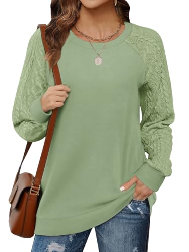 Cuptacc Pullover Damen Ohne Kapuze Langarmshirt Strick Winter Sweater Tops Elegant Herbst Fashion Grasgrün XXL 50-52 von Cuptacc