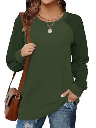 Cuptacc Pullover Damen Strick Sweatshirt Ohne Kapuze Langarmshirt Winter Tops Elegant Herbst Dunkelgrün Klein S 34-36 von Cuptacc