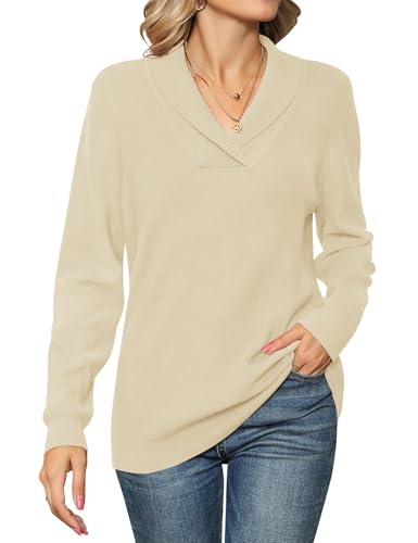 Cuptacc Pullover Damen Sweater Herbst Mode V-Ausschnitt Langarmshirt Weich Und Bequem Stricktpullover Damen Apricot 2XL 50-52 Cuptacc Pullover Damen Sweater Herbst Mode V-Ausschnitt Langarmshirt Weich Und Bequem Stricktpullover Damen Apricot 2XL 50-52 von Cuptacc