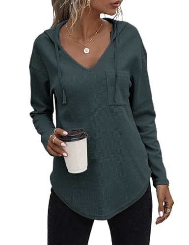 Cuptacc Pullover Damen Sweatshirt Damen Langarmshirt Strickpullover Hoodie Dunkelgrün XS von Cuptacc