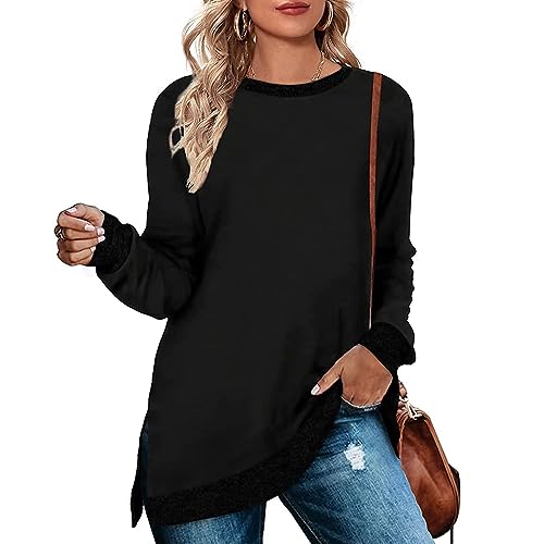 Cuptacc Sweatshirt Damen Rundhalsausschnitt Langarmshirts Herbstoutfits 2023 Schwarz Klein S 34-36 von Cuptacc