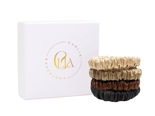 CurLia 4er-Set Haargummis Aus 100% Reiner Maulbeerseide – Vier Dünne Haargummi Damen - Hochwertiges Haarband Set - Zopfgummi ohne Haarbruch - Kleine Haargummis in Schwarz, Braun, Beige, Champagner CurLia 4er-Set Haargummis Aus 100% Reiner Maulbeerseide – Vier Dünne Haargummi Damen - Hochwertiges Haarband Set - Zopfgummi ohne Haarbruch - Kleine Haargummis in Schwarz, Braun, Beige, Champagner von CurLia