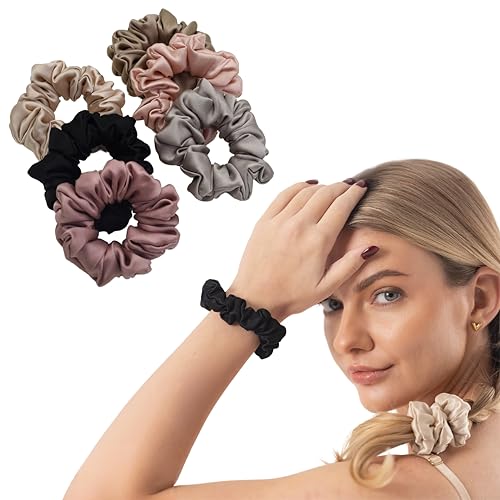 Curlia Haargummis Seide Scrunchies für Damen (6 Stück) - Zopfband mit Spiralförmiges Band für Mädchen, Weich Seidig Elastisch Haargummis (Mehrfarbig) von CurLia