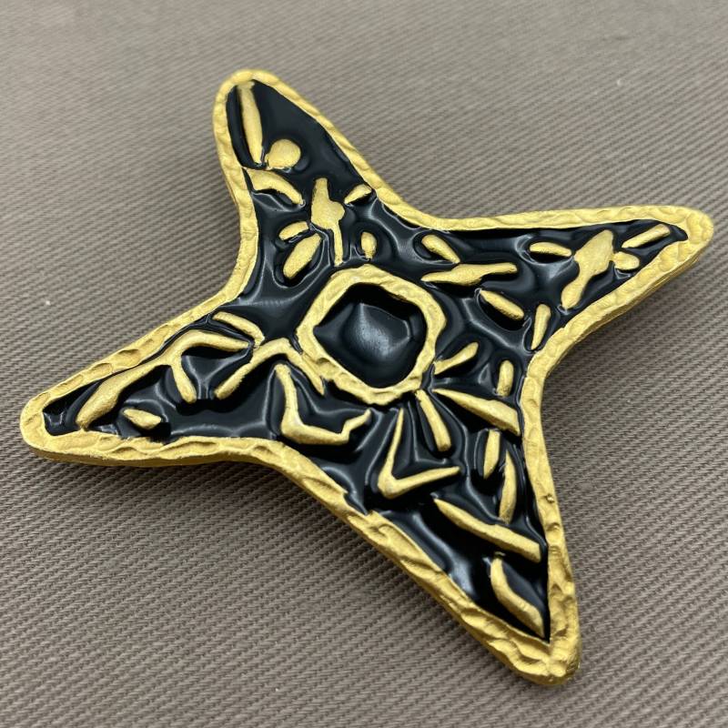 Vintage Abstrakt Emaille Matte Gold Avant Garde Brosche Pin von CuratedTrimmings