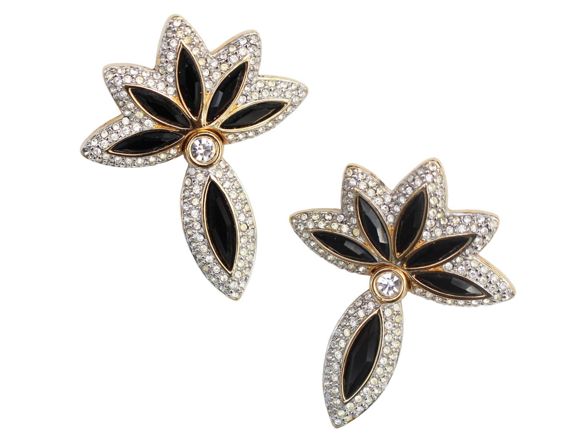 Vintage Art Deco Swarovski Strass Ohrclips Mit Onyx Vintage Art Deco Swarovski Strass Ohrclips Mit Onyx von CuratedTrimmings
