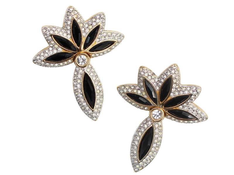 Vintage Art Deco Swarovski Strass Ohrclips Mit Onyx Vintage Art Deco Swarovski Strass Ohrclips Mit Onyx von CuratedTrimmings