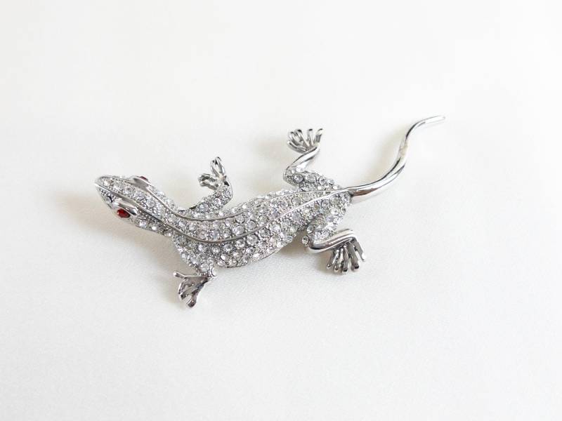 Eidechse Brosche - Bejeweled Vintage Strass Reptil Lizard Pin Gecko Eidechse Brosche - Bejeweled Vintage Strass Reptil Lizard Pin Gecko von CurialVintage