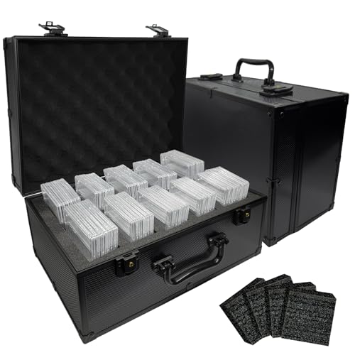 Abgestufte Karten-Aufbewahrungsbox passend für 64 CSG, BGS, PSA, Graded Card Storage Hard Box Case für Toploader, Slab-Kartenhalter-Organizer mit herausnehmbaren dicken Schaumstoffschlitzen von CurioCrate