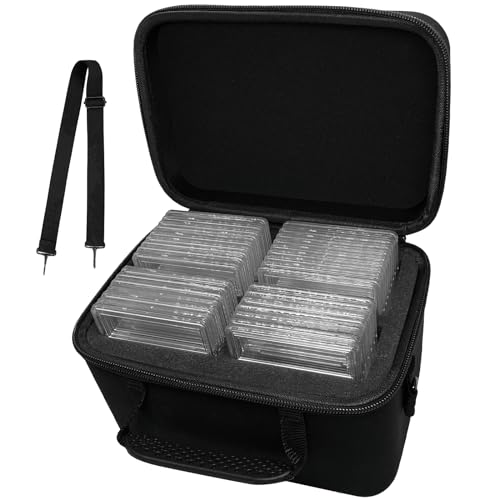 CurioCrate Abgestufte Karten-Aufbewahrungsbox passend für 25 CSG, BGS, PSA, Sammelkarten, Slab-Kartenhalter-Organizer für Graded Card Box mit herausnehmbaren dicken Schaumstoffschlitzen (Case only) von CurioCrate