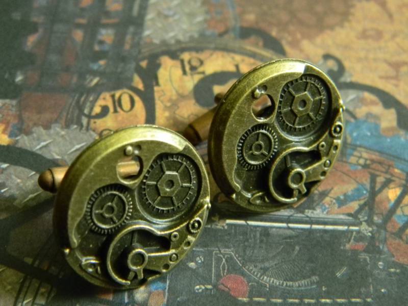 Alter Bronze Ton Steampunk Stil Zahnrad Manschettenknöpfe Set - Erschwingliche Cosplay Kostüm von CuriosityShopper