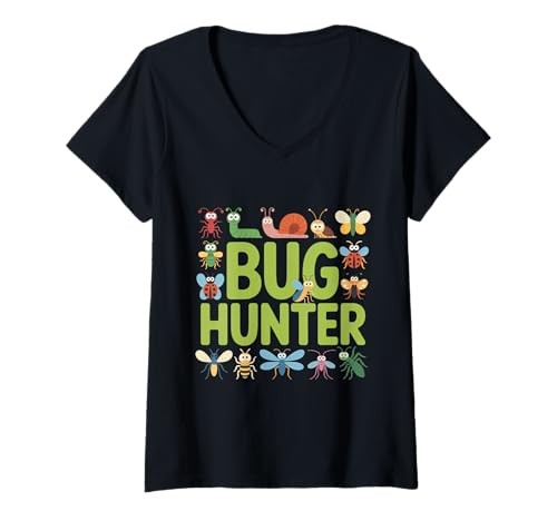 Damen Insektenfänger Insektenliebhaber Entomologe Biologe Jungen Mädchen T-Shirt mit V-Ausschnitt Damen Insektenfänger Insektenliebhaber Entomologe Biologe Jungen Mädchen T-Shirt mit V-Ausschnitt von Curious Critter Bug lover graphic Tee