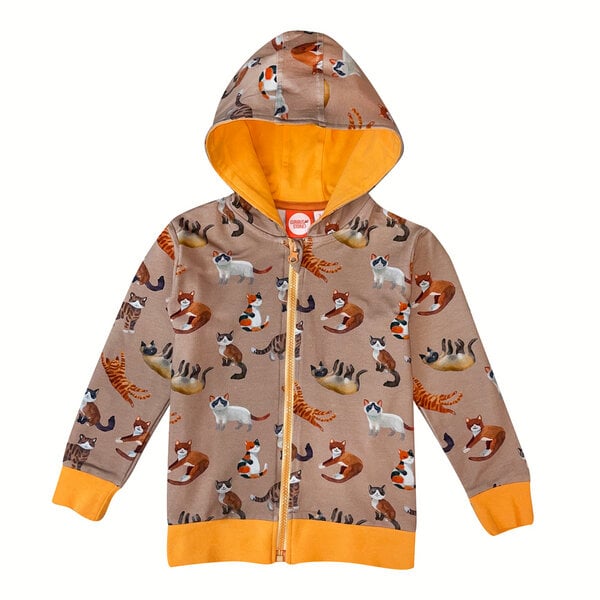 Curious Stories Hoodie Zipped für Kinder aus Bio-Baumwolle "Katzen" von Curious Stories